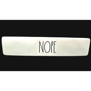 Rae Dunn Nope Ceramic Decor Desk Sign Plaque White Funny Work Job Paperweight